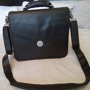 Dell, leather computer/messenger bag/briefcase, black.